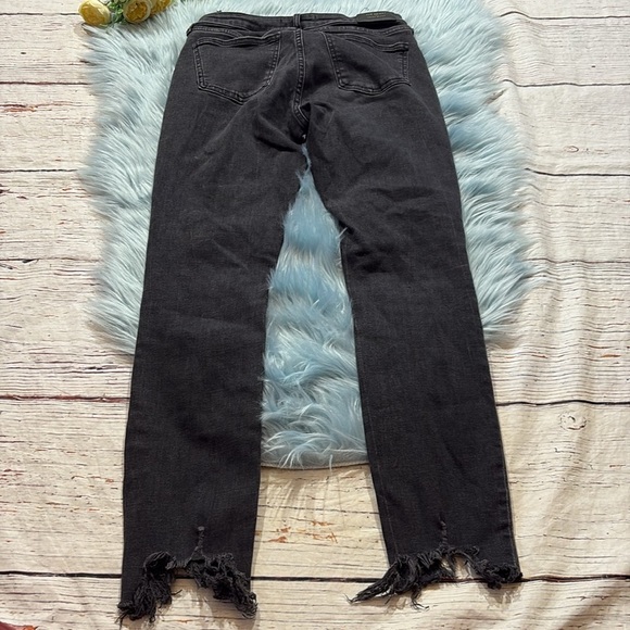 Zara The Skinny Distressed Hem Jeans in Pearl Black sz 6 - Picture 10 of 10